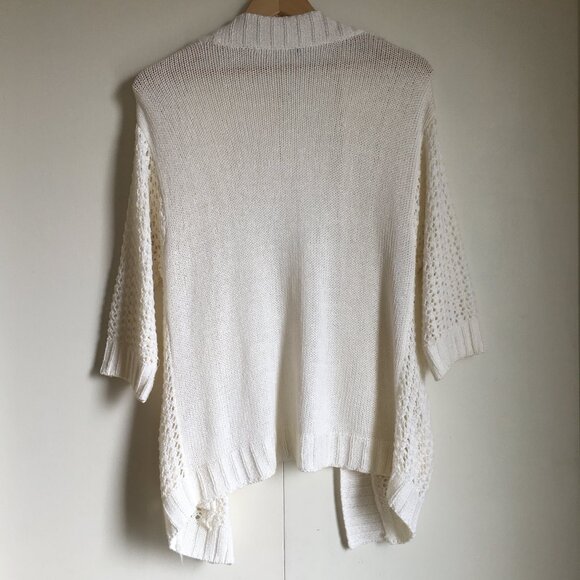 Dex Crochet Knit Pocketed Half Sleeve Open Cardigan - Picture 2 of 14